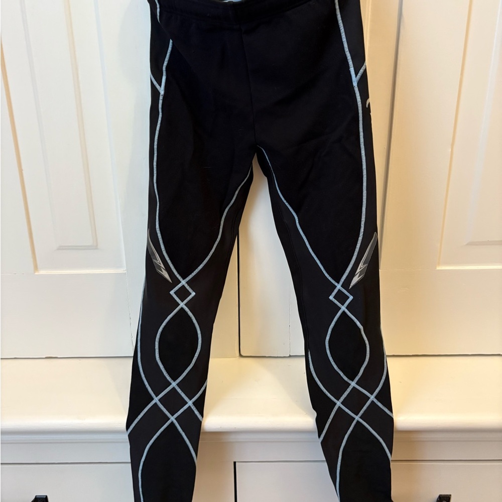 Black Leggings with Blue Accents